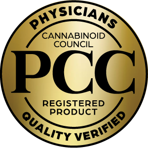 Awarded the Physicians Cannabinoid Council Quality Verified Seal recognizing product excellence for consumer safety.